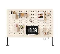 Adjustable Metal Pegboard Organizer Kit for Desk - Versatile Height Desk Storage Solution with Accessories for Office, Kitchen & Study (White, 31x16 in)