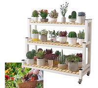 Adjustable Metal Plant Stand with Wheels - Space-Saving Ladder Shelf for Indoor and Outdoor Use