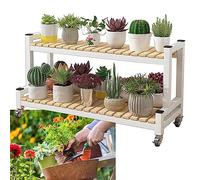 Adjustable Metal Plant Stand with Wheels - Space-Saving Ladder Shelf for Indoor and Outdoor Use
