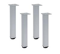Adjustable Metal Square Table Legs,Sofa Legs,Bathroom Cabinet Support Legs,Kitchen Wardrobe Feet,for TV Cabinets,Bedside,with Screws,4 Pieces, 100mm/4in,Silver