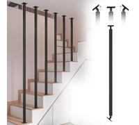 Adjustable Metal Stair Baluster Posts - 270° Railing Spindles Satin Black Flat/Slope Kit for 2.5-1M Stairs 5-Pack H-2m/6.6ft - Durable & Stylish Balusters