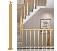 Adjustable Metal Stair Balusters at 270°Gold Square Columns for Indoor Stairs Concrete Steps & BridgesIncludes Screw Kit & Brackets1 Pack