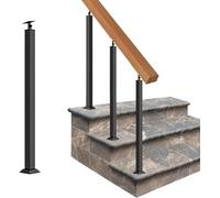 Adjustable Metal Stair Handrail - 270° Side & Front Mount - Durable Indoor/Outdoor Railing with Square Post - 110cm Length for Safety & Support