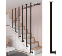 Adjustable Metal Stair Railing Modern Wall and Ceiling Mount Balustrades for Attics Contemporary Design for Home and Studio Interiors (Black Height Adjustable)