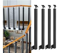 Adjustable Metal Stair Railing Posts, Side-Mount Installation Kit for Indoor/Outdoor Use, Balcony & Porch - Pack of 4, Height 104.9 cm, Safety & Style Upgrade