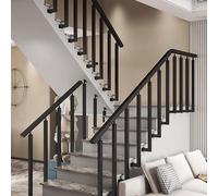 Adjustable Metal Stair Railing Set Side Mount Baluster Posts Square Hollow Handrail with Connectors & Screws for Indoor Staircase Safety and Style