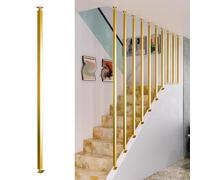 Adjustable Metal Stair Spindles - Fall Prevention Balusters for Lofts Hotels Villas & Offices - Customizable Gold Column (Style A 210cm/82.7in/7ft)
