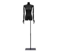 Adjustable Metal Stand Female Half Body Mannequin - Realistic Wood Bionic Arms, For Fashion Apparel Display & E-commerce Product Shooting(With arms)