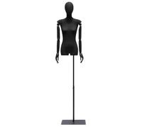 Adjustable Metal Stand Female Half Body Mannequin - Realistic Wood Bionic Arms, For Fashion Apparel Display & E-commerce Product Shooting(With head and arms)