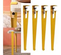Adjustable Metal Table Legs,F-Shape Table Clamp Legs,Easy-Fit No Drill Coffee Table Legs Bar Legs,for Console Dining Desk DIY Iron Furniture Legs,with Floor Protectors (4pcs,Yellow)