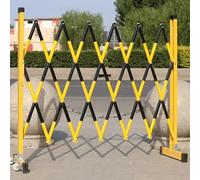 Adjustable Metal Traffic Barrier - Expandable Crowd Control Barricade with Wheels for Mobile Security & Event Management Portable Road Blocker for Outdoor Use