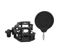 Adjustable Microphone Shock Mount Filter, Professional Mic Holder Clip for Neumann U87 Dia 24mm, Dual - Layer Pop Filter with 5/8in and 3/8in Threads for Studio Stage