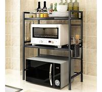 Adjustable Microwave Oven Rack - Expandable Kitchen Spice nizer with Hooks, Countertop Storage Solution for Efficient Home Cooking