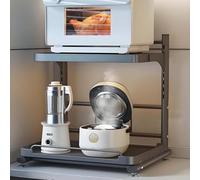 Adjustable Microwave Shelf with Sliding Tray - Space-Saving Storage Rack for Kitchen, Restaurant, Office