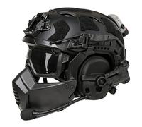 Adjustable Military Helmet System, Tactical Helmet Full Kit | With Goggles, Full-Face Mask, Communication Headset & Light, for Cosplay, Airsoft & MilSim