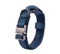 Adjustable Military Tactical Dog Collar Durable Nylon Dog Collar With Control Handle And Heavy Duty Metal Buckle Dog Collar Outdoor Dog Training Hunting Collar,deep Blue,M Neck 37-45cm