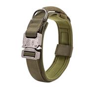Adjustable Military Tactical Dog Collar Durable Nylon Dog Collar With Control Handle And Heavy Duty Metal Buckle Dog Collar Outdoor Dog Training Hunting Collar,Army Green,M Neck 37-45cm