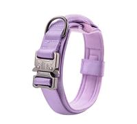 Adjustable Military Tactical Dog Collar Durable Nylon Dog Collar With Control Handle And Heavy Duty Metal Buckle Dog Collar Outdoor Dog Training Hunting Collar,Purple,XL Neck 55-63cm
