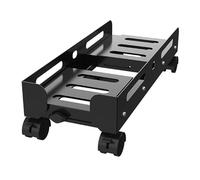 Adjustable Mobile C Stand with Rolling Caster Wheels - Heavy-Duty Steel Desktop Holder for PC Tower Width Adjustable Black Perfect for Home Office & Gaming Setup.