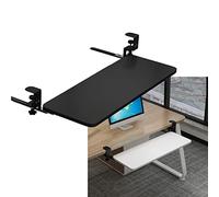 Adjustable Mobile Desk with Pull-Out Keyboard Drawer - Foldable Nightstand Table for Home & Office, Sturdy Wooden Under-Desk Extension, Space-Saving Design