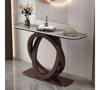 Adjustable Mobile Folding Table, Industrial Console & Entryway Table with Geometric Metal Frame, Versatile for Home Office, Living Room, Hallway & Foyer