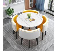Adjustable Mobile Folding Table Modern Round Dining Set for 4 with Chairs Ideal for Home Office Kitchen or Conference Room Stylish Space Saving Design