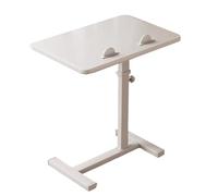 Adjustable Mobile Hospital Bedside Table on Wheels Swivel Top with Hidden Casters Laptop Table for Home and Hospital Use (White)