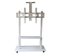 Adjustable Mobile TV Cart Stand with Wheels & Camera Bracket - White Universal Trolley for Lecture Halls Classrooms Presentations & Events