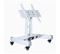 Adjustable Mobile TV Cart Stand with Wheels - Universal Height-Adjustable Floor Stand for 32-75 Inch TVs 0-90 Degree Tilt Ideal for Conference Rooms & Events 45kg Load Capacity (White)