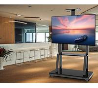 Adjustable Mobile TV Stand on Wheels Portable Rolling Trolley for 50 75 Inch Flat Screens Height Adjustable Sturdy 150kg Capacity Perfect TV Cart for Home & Office Use
