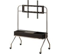 Adjustable Mobile Tv Stand With Wheels For 40-75 Inch Tvs, Max Weight 50Kg, Portable Black Cart, Ideal For Living Room & Office Use, Easy Mobility & Stability,Black With Partition