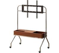 Adjustable Mobile Tv Stand With Wheels For 40-75 Inch Tvs, Max Weight 50Kg, Portable Black Cart, Ideal For Living Room & Office Use, Easy Mobility & Stability,Brown With Partition