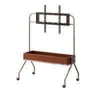 Adjustable Mobile TV Stand with Wheels for 40-75 Inch TVs, Supports Up to 50kg, Brown Cart Ideal for Living Room or Office Use, No Partition Included