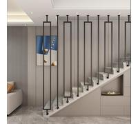 Adjustable Modern Iron Balustrade Post 5.6ft Black Stair Railing for Home Garden Corridor Loft - Customizable Design for Enhanced Safety and Style