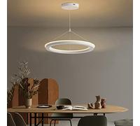 Adjustable Modern LED Chandelier Round Acrylic Ceiling Pendant Light for Dining Room Office Bedroom Contemporary 30x30x2.5cm White Ring Design