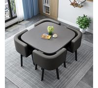 Adjustable Modern Round/Square Dining Table Set with 4 Chairs - Stylish Multipurpose Wooden Kitchen & Conference Furniture Durable & Space-Saving 17-80cm Height