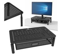 Adjustable Monitor Riser for PC Desk with Height Adjustment and Storage Drawer