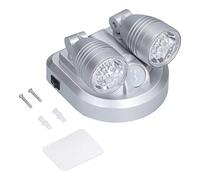 Adjustable Motion Sensor Light Double Head Warm LED Night Light for Rooms and Closets Silver Color 4.5x4.3 in
