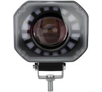 Adjustable Motorcycle LED Auxiliary Spotlights with Dual Beam White and Yellow Fog Lights and RGB Circle Effect for Enhanced Night Visibility (Square)