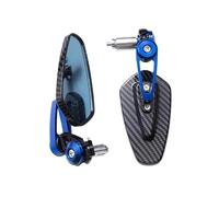Adjustable motorcycles mirror For Universal Motorcycle Aluminum Rearview Mirror Carbon Fiber Pattern Handlebar Blue Glass Anti-Glare Handle End Side Motorcycle mirrors(Blue)