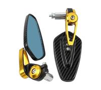 Adjustable motorcycles mirror Motorcycle 360 Rotation Rearview Mirror Handlebar Modified Inverted Carbon Fiber Pattern Rear Moto Accessories Motorcycle mirrors(Gold)