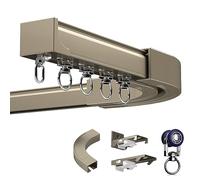 "Adjustable Mountain Track Glider Rail System - Ceiling & Wall Mounted, Flexible Room Divider for Straight & Bay Windows, Customizable & Easy to Extend/Cut"