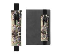 Adjustable Mouse in Love Leather Pen Holder Bookmark Black for Notebook Journals, Calendars, and Tablets