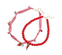 Adjustable Multi Layer Strawberry Chili Beaded Necklace Lightweight Fashion Clavicle Chain Jewelry Her Fashionable Fruit And Vegetable Inspired Necklace