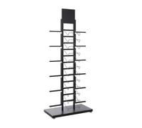 Adjustable Multi-Layer Tile Display Stand, Ceramic Organizer Shelf for Samples, Floor Standing Holder for Building Materials, Black Showcase (40x35x160 cm)