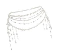 Adjustable Multilayer Faux Pearls Waist Belt Belly Chain For Women Retro Fashion Body Jewelry Stylish 90s Design Vintage Pearls Party Belt For Women