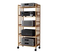 Adjustable Multimedia Storage Tower for DVD & CDSpaceSaving Turntable Stand & Stereo Cabinet Stylish Entertainment Center for Living Room Organization