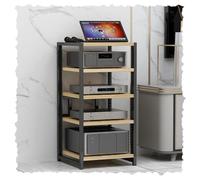 Adjustable Multimedia Storage Unit 4 5 or 6 Levels Wooden AV Stand with Stereo Support for Home Corner Center Audio & Video Components Natural Finish