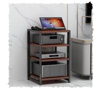 Adjustable Multimedia Storage Unit 4 5 or 6 Tier AV Stand in Brown Wood for Stereo Audio and Video Components Central Corner Support (60 cm 23.6 in)