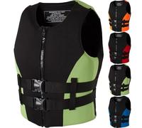 Adjustable Neoprene Life Jacket Buoyancy Aid Adults Floatation Swim Vest for Men And Women 48-110kg Paddle Board Life Vests(Green,2XL(90-100KG))